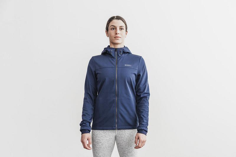 Women's Nobull WoSoftshell Hoodie Navy | SG X3148Y
